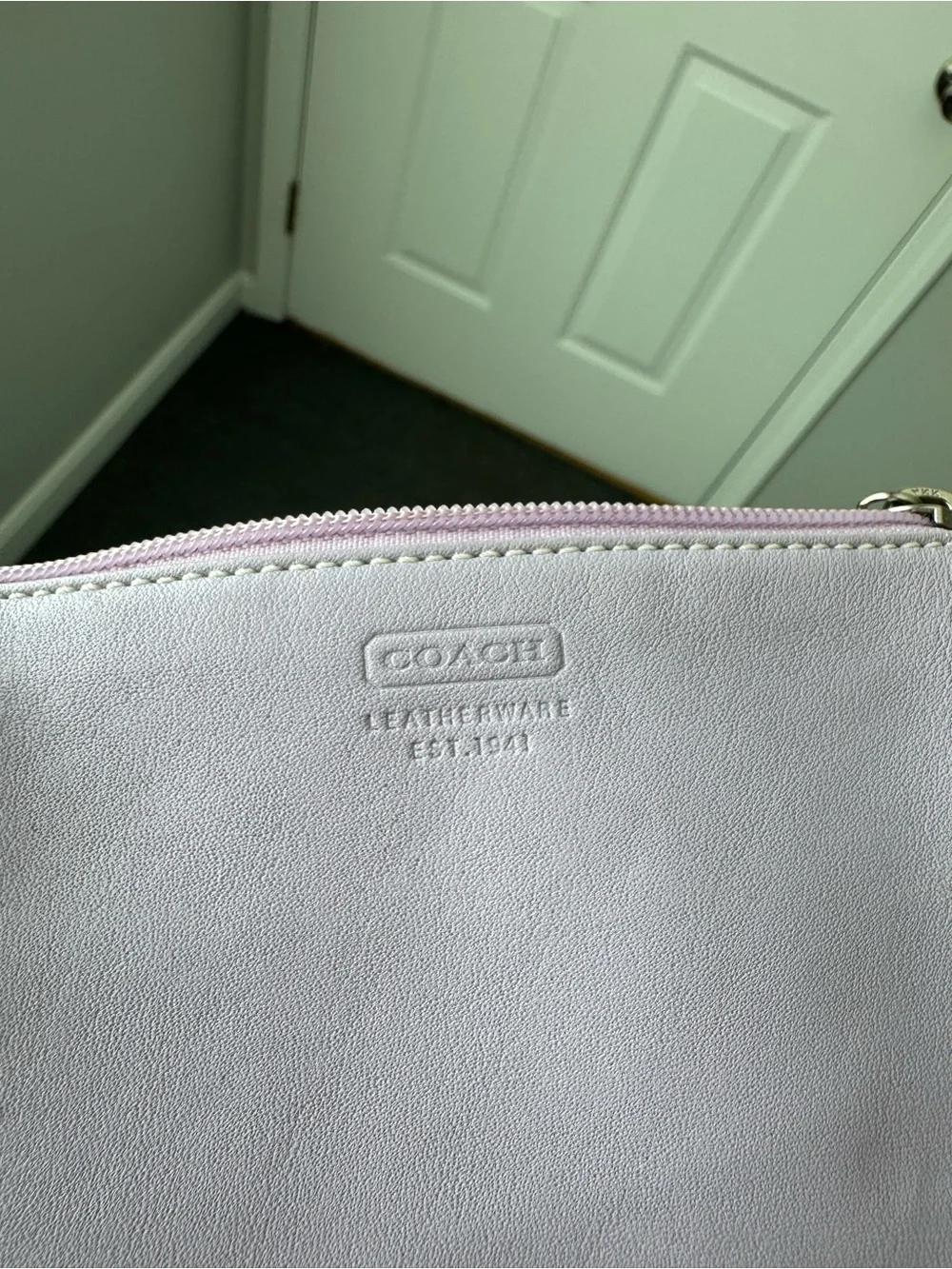 vintage Coach lavender leather wristlet